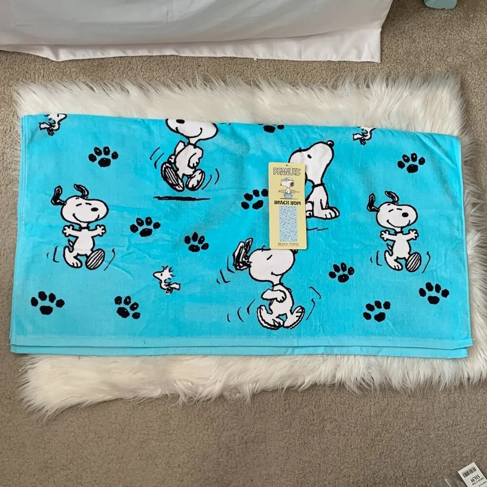 PEANUTS The Life of Snoopy Oversized Beach Towel in Blue